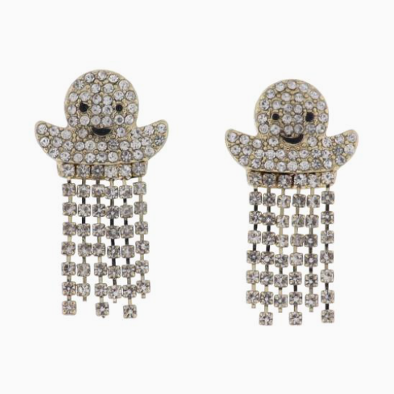 Ghost with Clear Crystal Fringe Earring