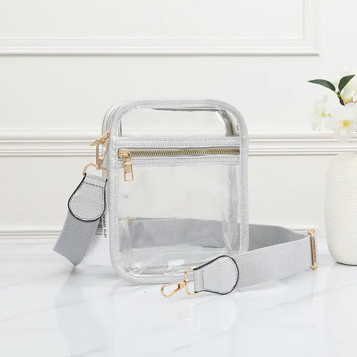 Clear Square Stadium Bag - Silver