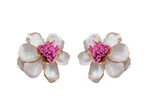 White Blossom Statement Earrings