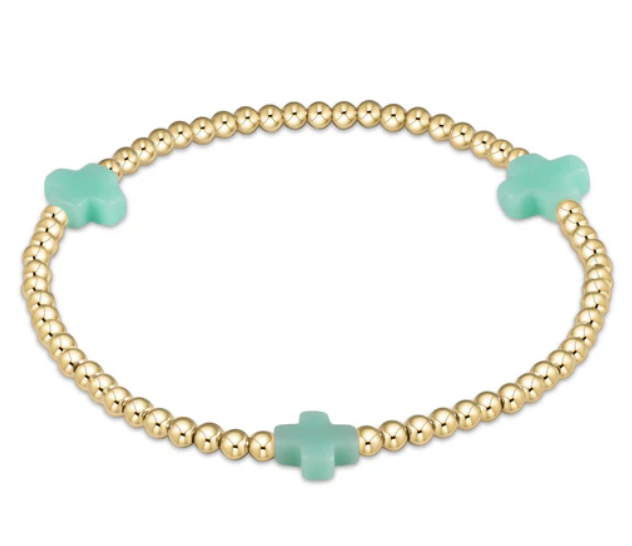 Cross Gold Bead 3mm Bracelet