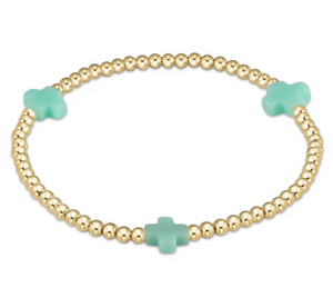 Cross Gold Bead 3mm Bracelet