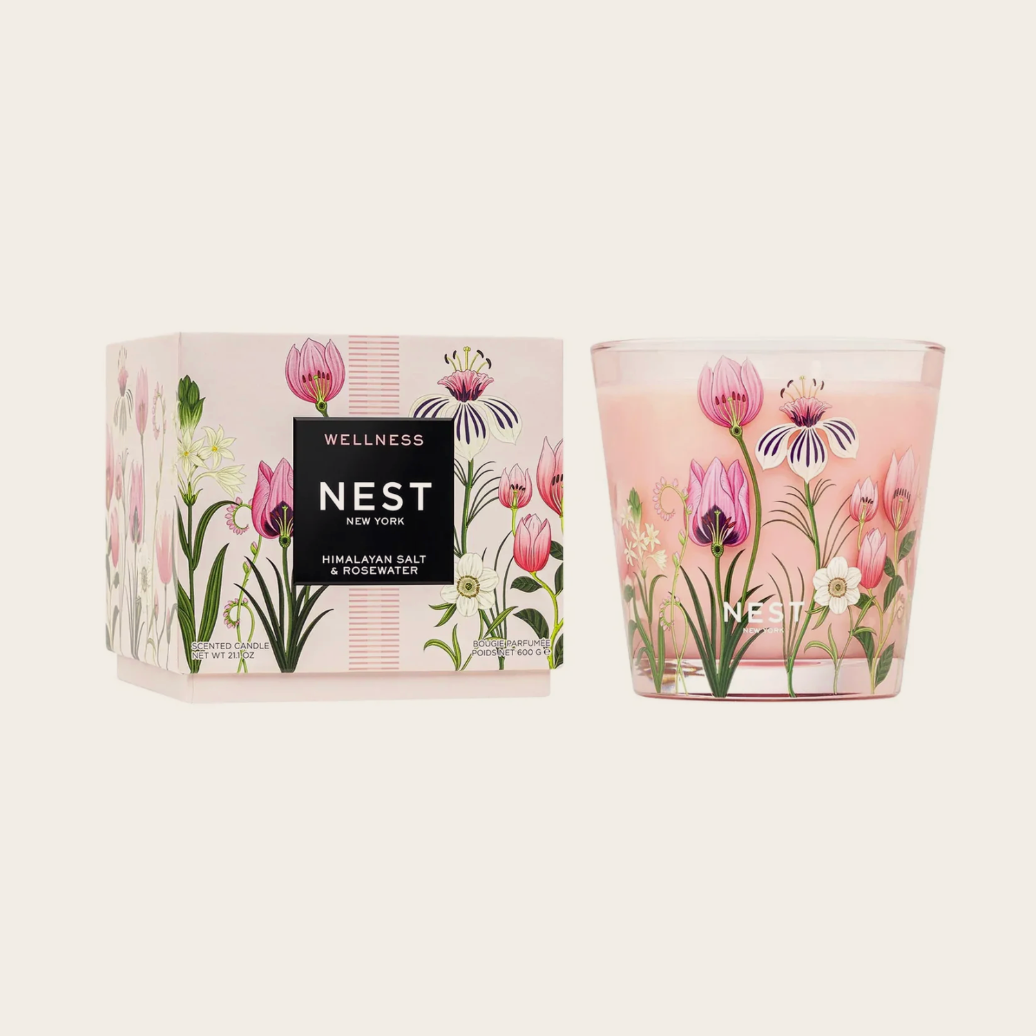 Himalayan Salt & Rosewater Decorative 3 Wick Candle