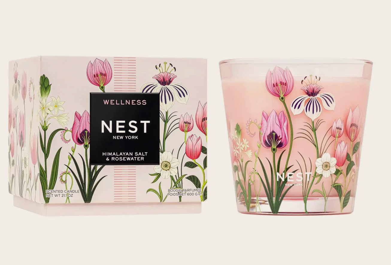 Himalayan Salt & Rosewater Decorative 3 Wick Candle