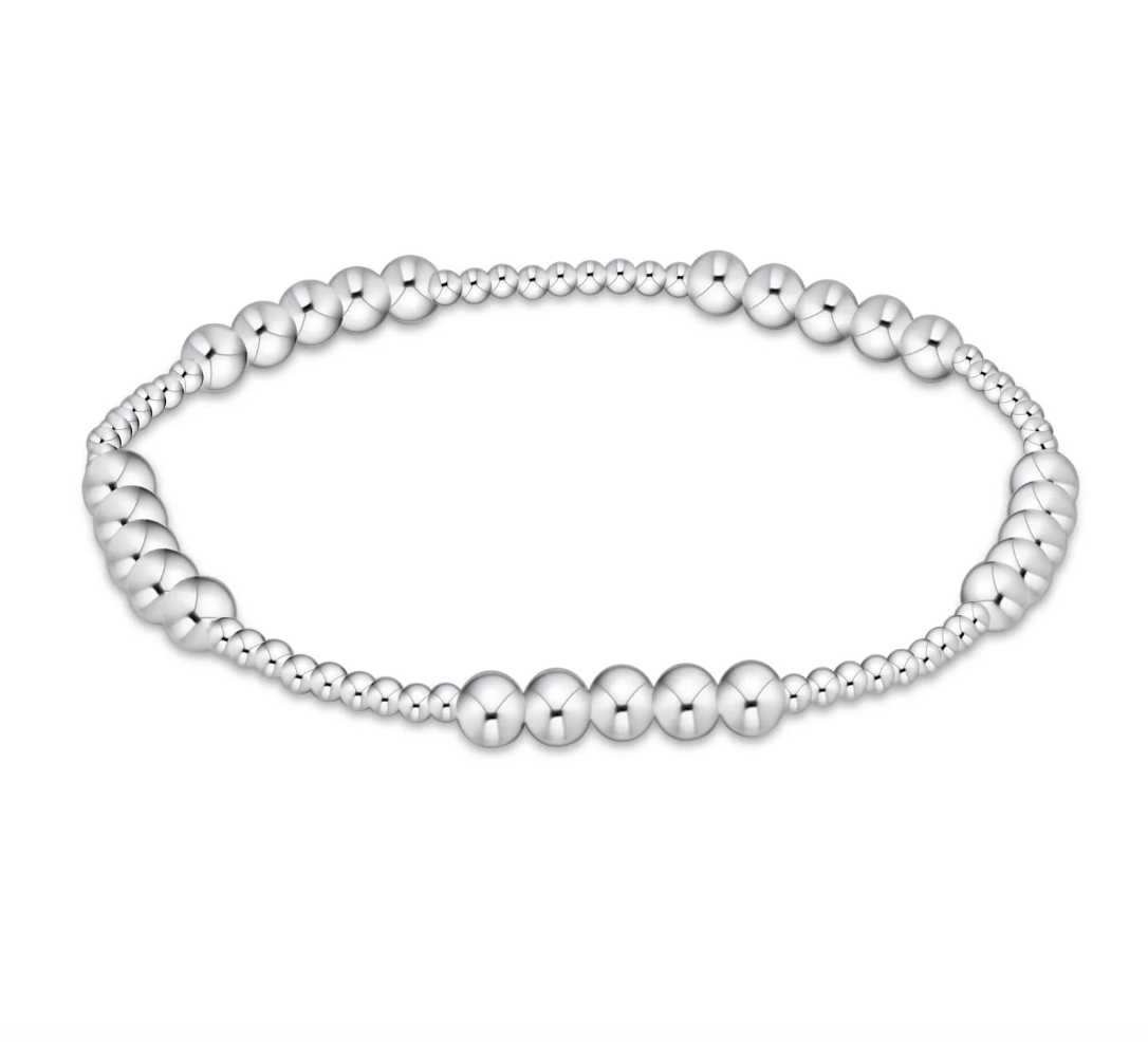 Classic Blissful Pattern 2mm Bead Bracelet 4mm Sterling Silver