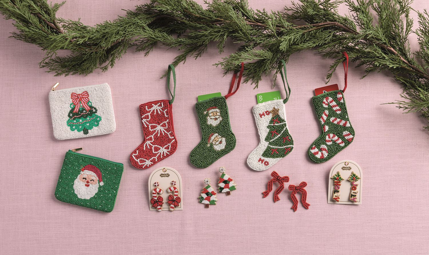Tree Beaded Stocking Ornament