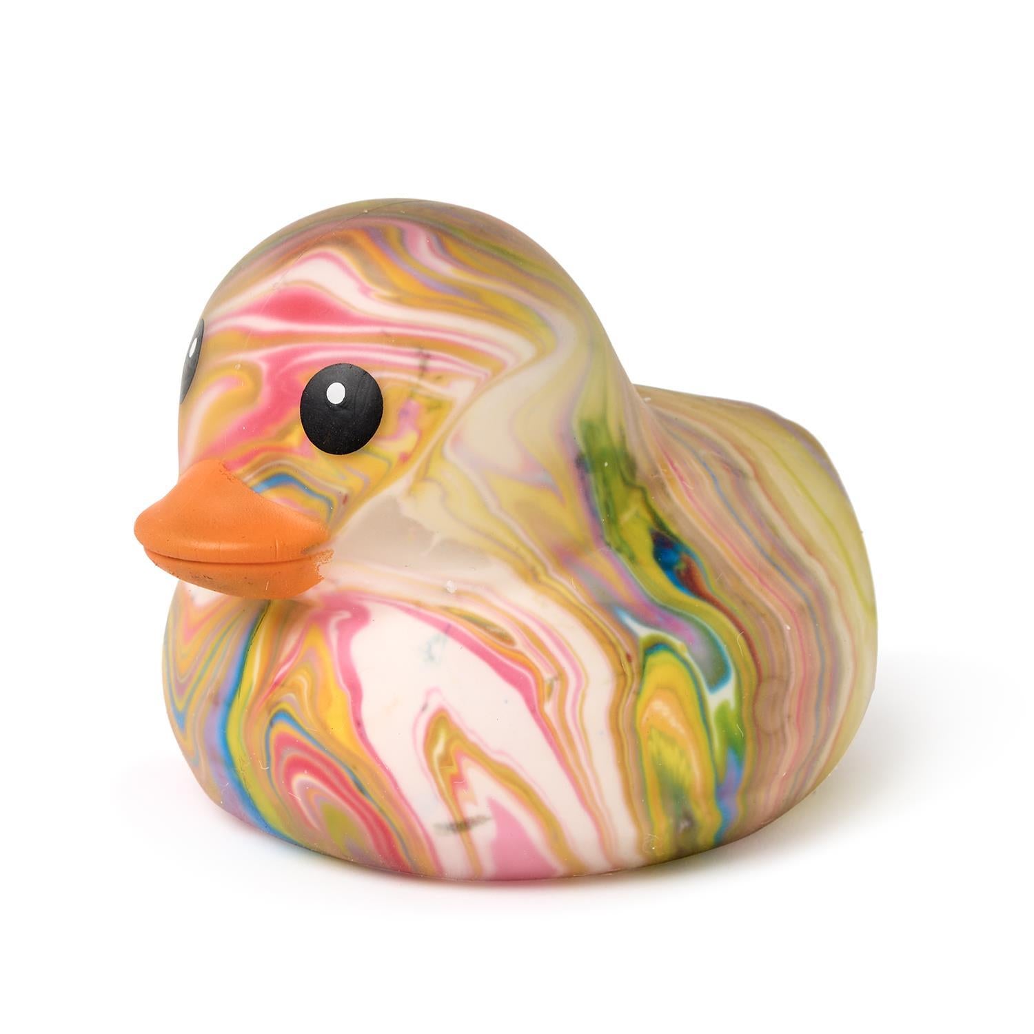Jumbo Squishy Rainbow Marble Duckie
