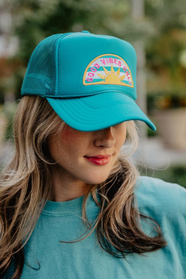 Good Vibes Only Trucker Hat - Teal