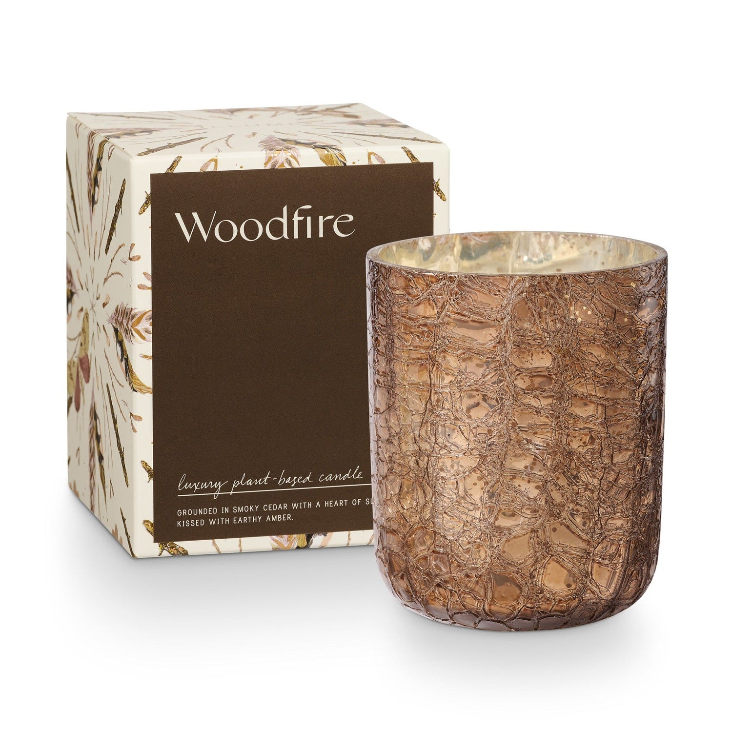 Woodfire Small Boxed Crackle Glass Candle