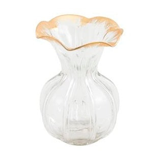 Ruffled Gold Glass Vase