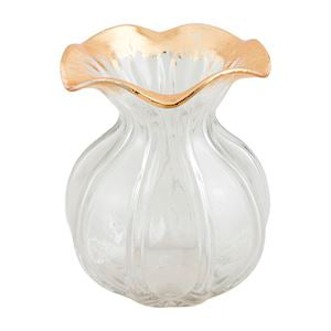 Ruffled Gold Glass Vase