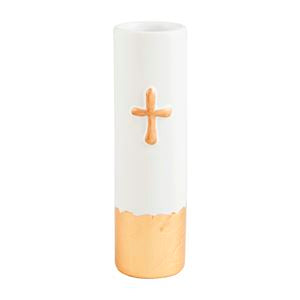 Cross Painted Gold Bud Vase