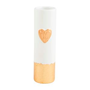 Heart Painted Gold Bud Vase