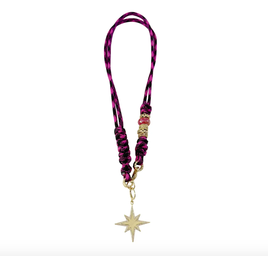 Johnny Dark Pink Rope Necklace with Polaris Star Charm