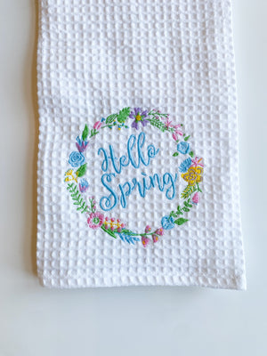 Hello Spring Waffle Towel