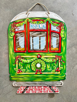 Green Xmas Streetcar Door Hanger