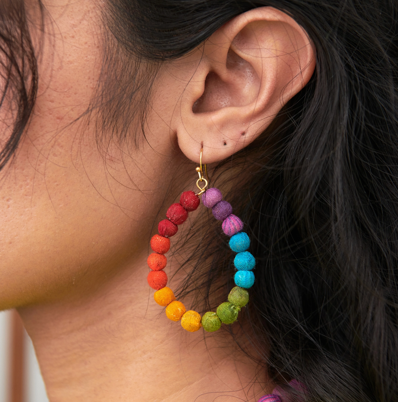 Kantha Prism Teardrop Earrings