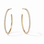 Gold hoop earrings with embedded clear crystals