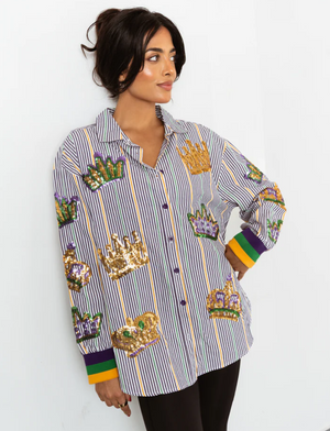 Mardi Gras Pinstripe Sequin Shirt