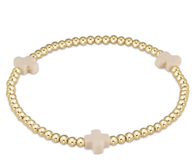 Cross Gold Bead 3mm Bracelet