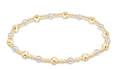 Classic Gold Sincerity Pattern 4mm Bead Bracelet Pearl