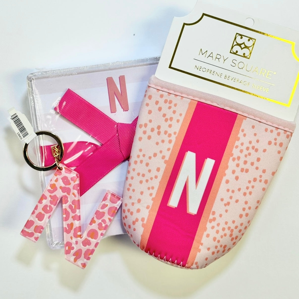 Initial Koozie, Acrylic Notepad & Keychain Pack (FINAL SALE) - N