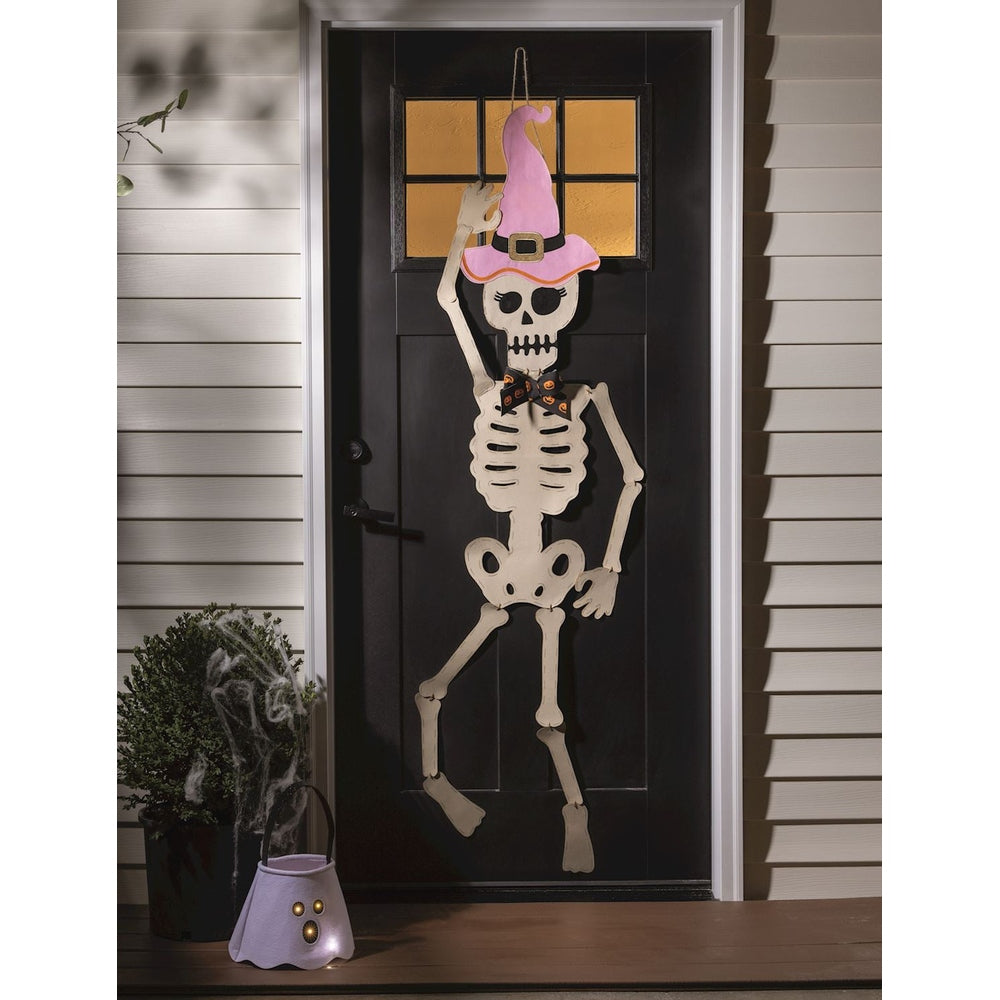 Pink Hat Skeleton Door Hangers
