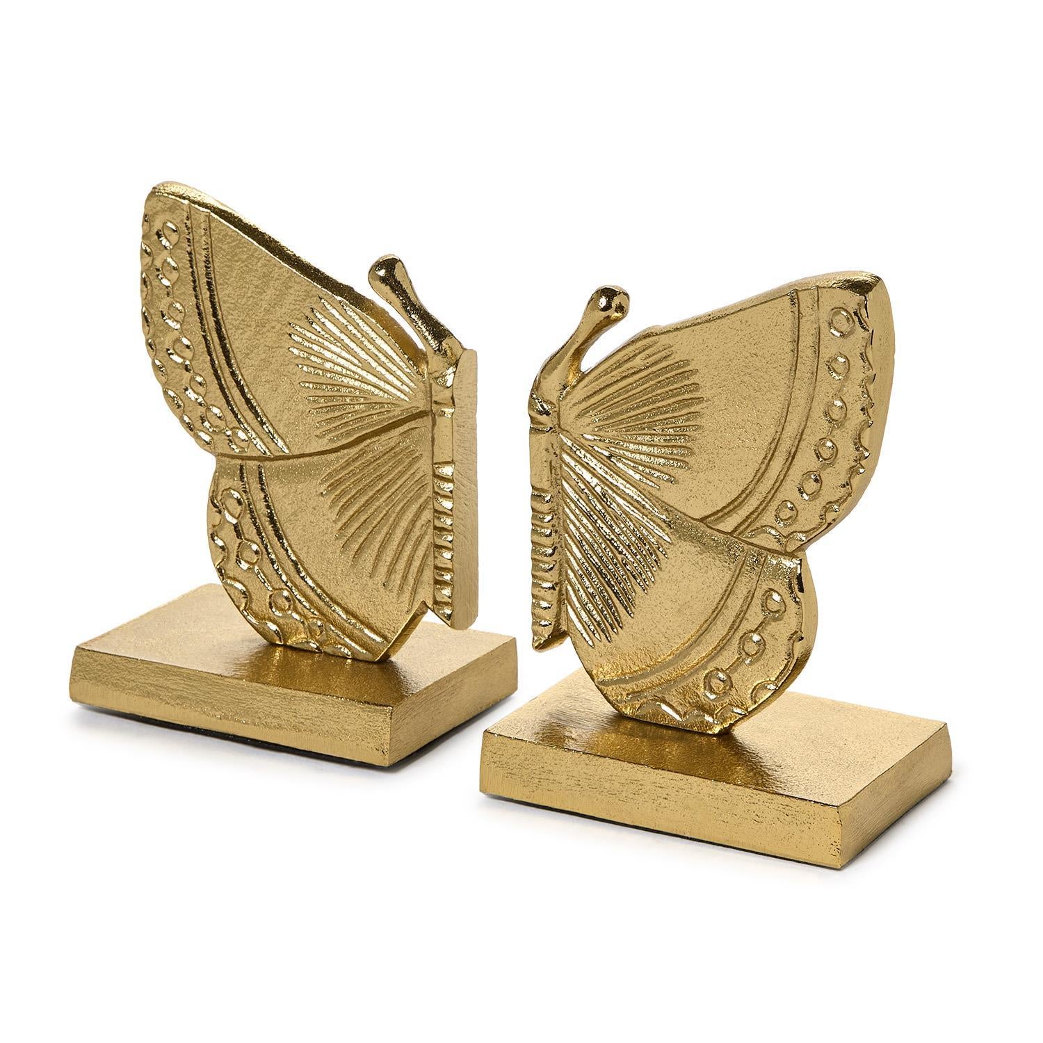 Fluttering Golden Butterfly Bookend Set