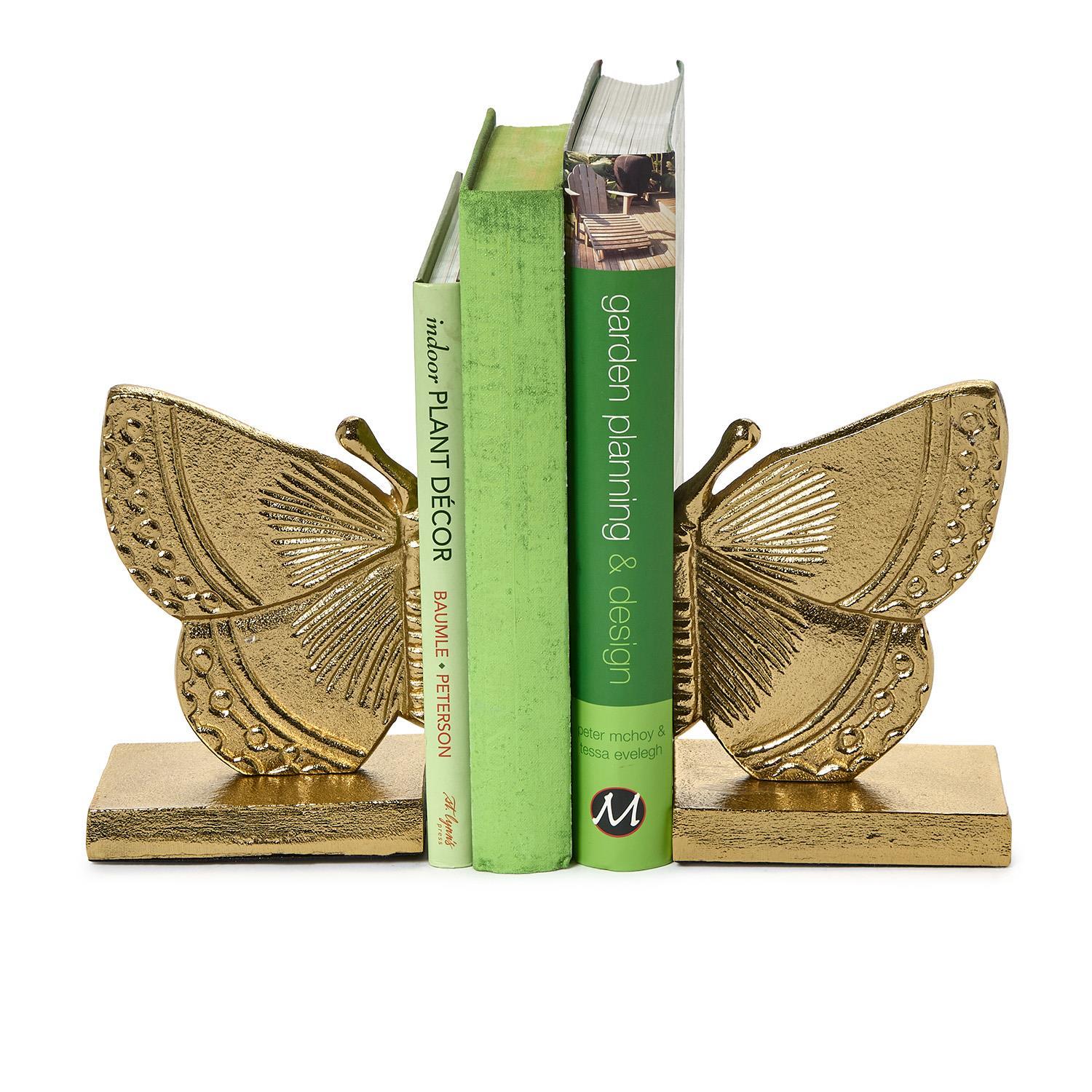 Fluttering Golden Butterfly Bookend Set