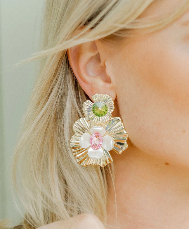 Pink/Gold Zara Statement Earrings