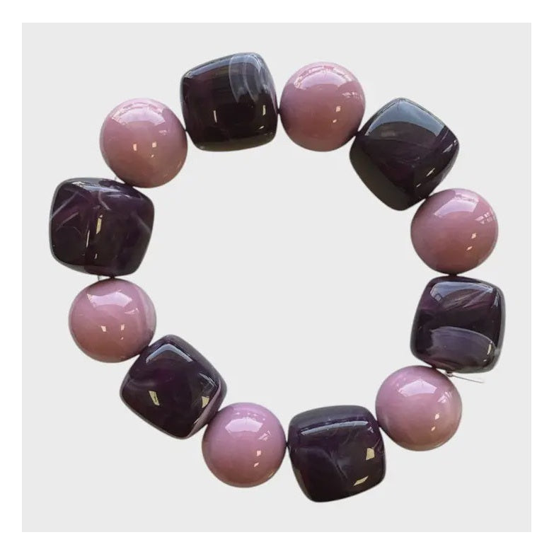 Mix Bead Stretch Bracelet - Purple and Lavender