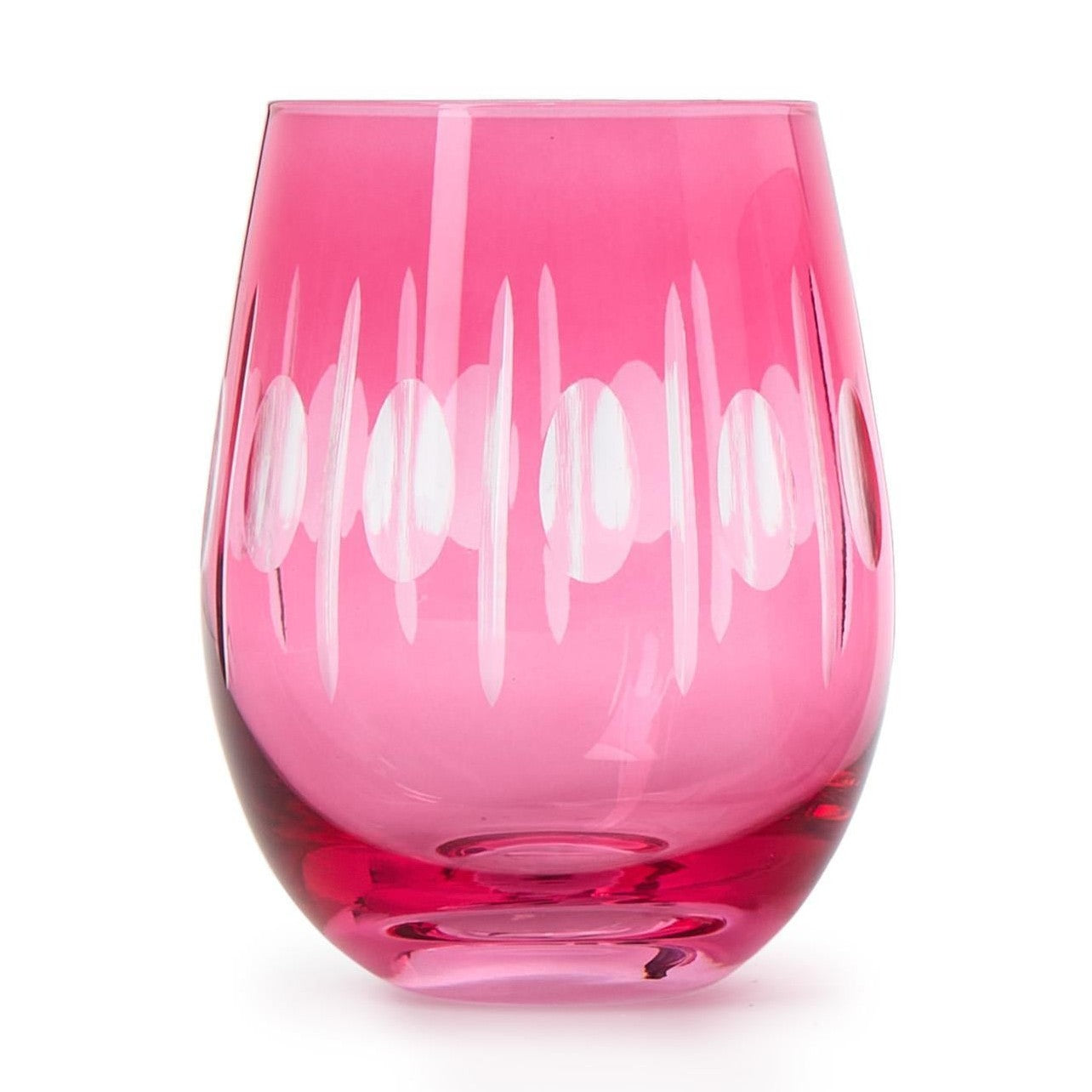 Sparkling Cut Pink Stemless Wine Glass