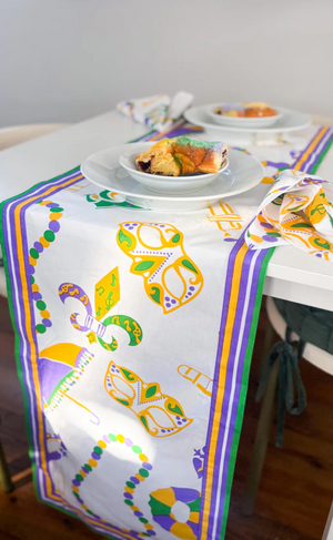Mardi Gras Float Table Runner White