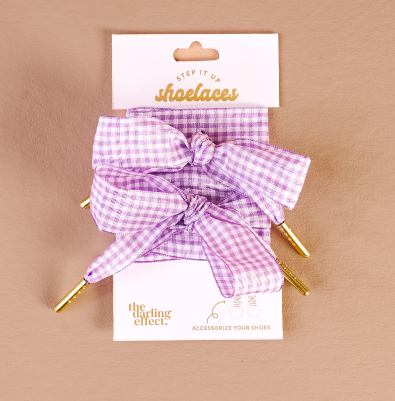 Purple Gingham Purple Shoelace