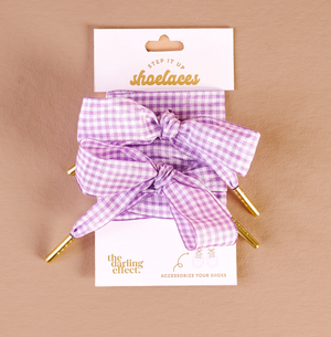 Purple Gingham Purple Shoelace