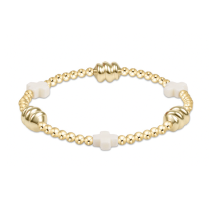 Signature Cross Off White & Admire Gold 3mm Bracelet