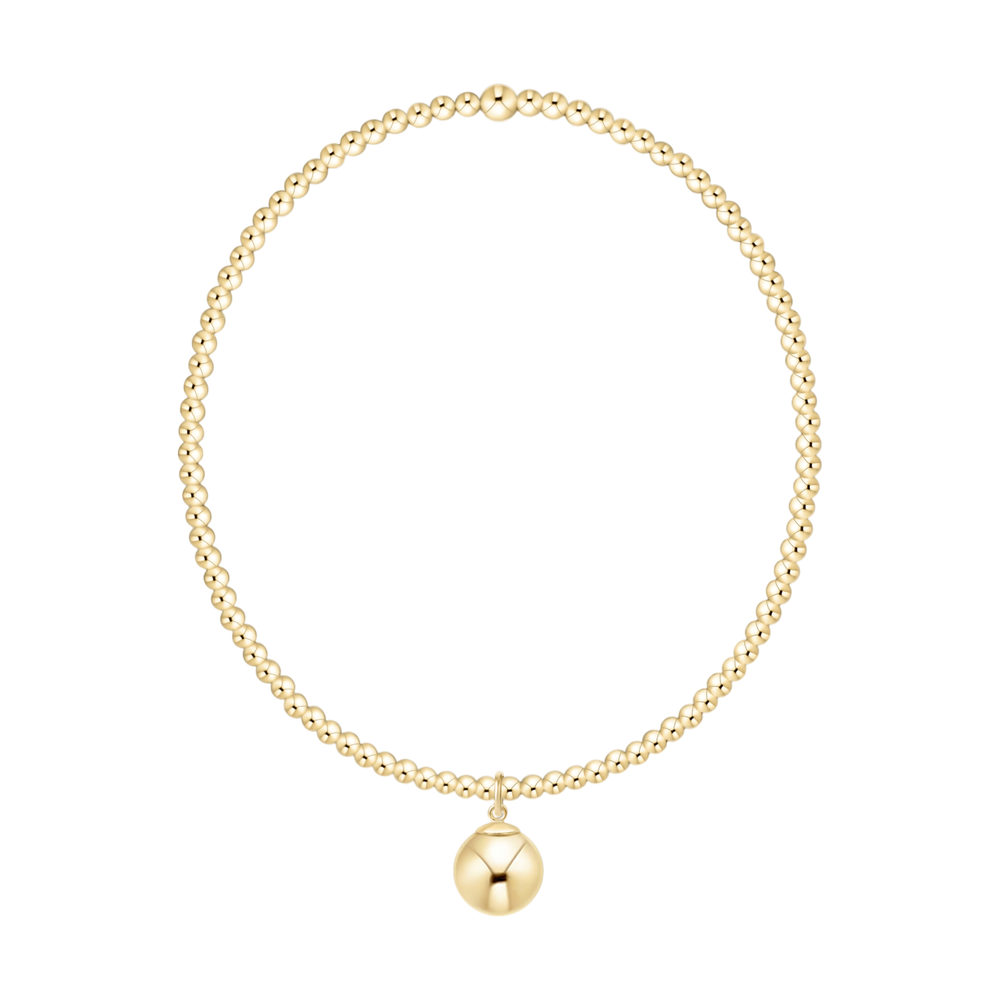 Gold beaded necklace with a single round pendant