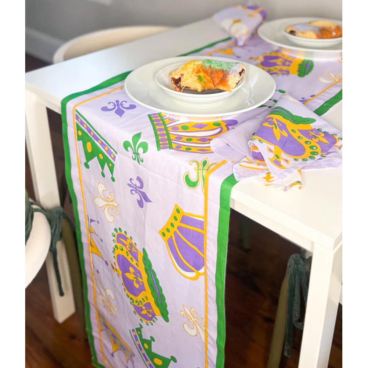 Mardi Gras Crown Table Runner Lavender