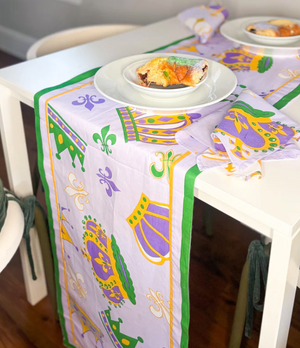 Mardi Gras Crown Table Runner Lavender