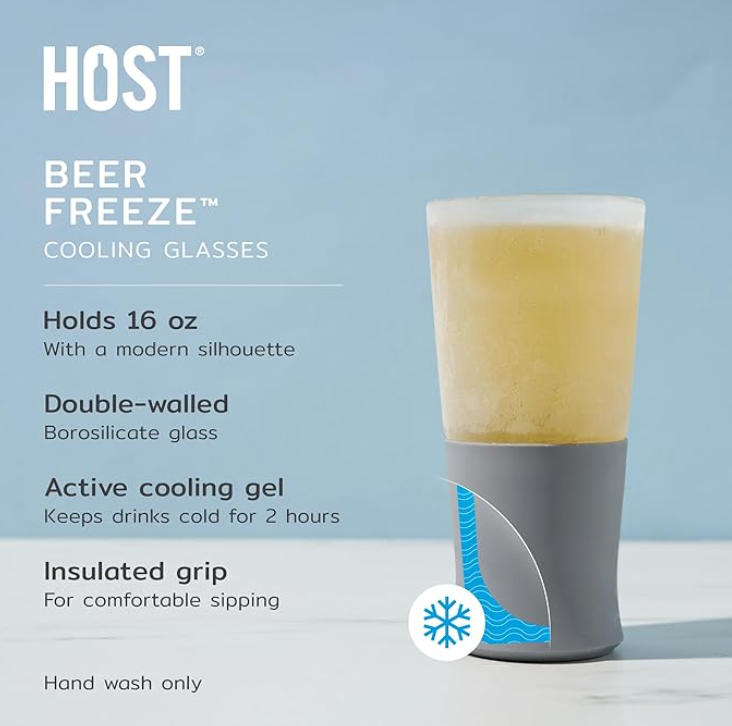 Glass Freeze Beer Glass Set - Gray