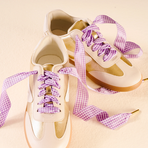 Purple Gingham Purple Shoelace
