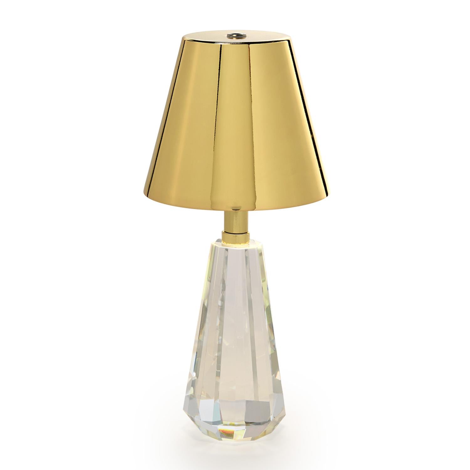 Faceted Crystal-Style Glass LED  Cordless Table Lamp