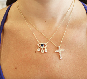 CZ Cross Charm Necklace