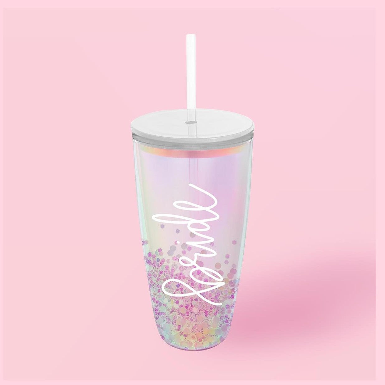 Straw Tumbler Iridescent Bride