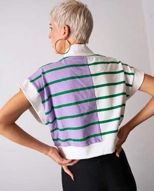 Mardi Gras Striped 1/4 Zip Top