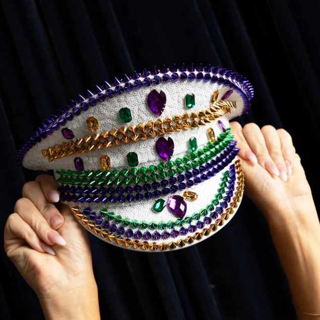 White Mardi Gras Conductor Hat