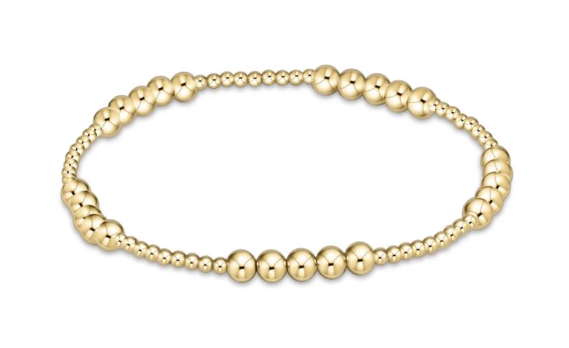 Classic Blissful Pattern 2mm Bead Bracelet 4mm Gold
