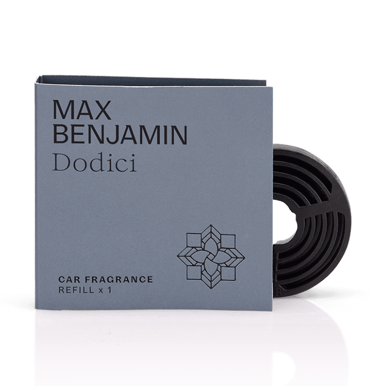 Max Benjamin Dodici car fragrance refill in grey packaging