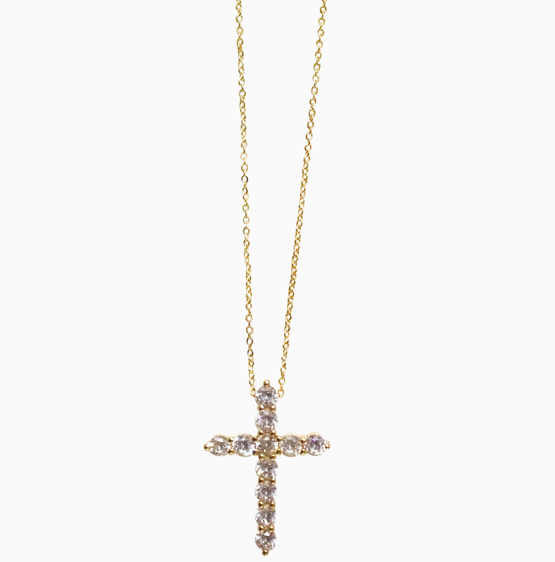 CZ Cross Charm Necklace