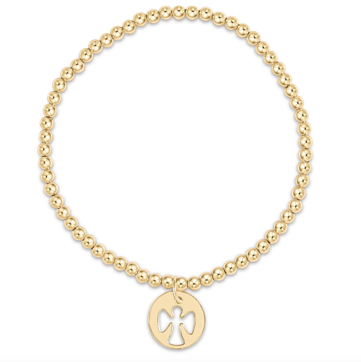Gold 3mm Bracelet Guardian Angel Small Gold Disc