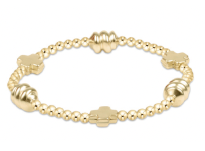 Signature Cross Admire Gold Pattern 3mm Bead Bracelet